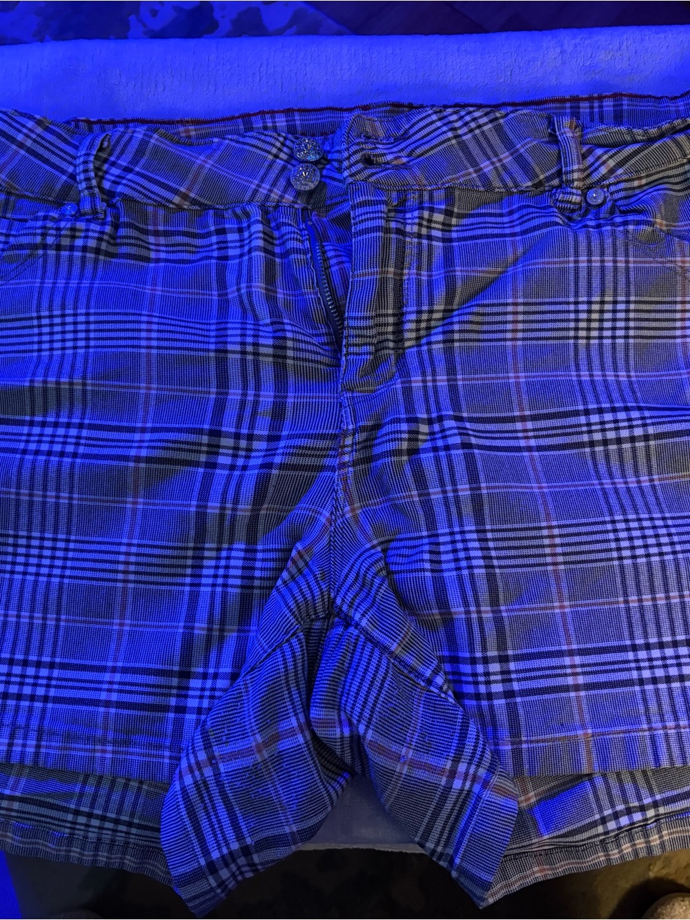 Sabina Plaid Cargo Shorts in Blue and Black